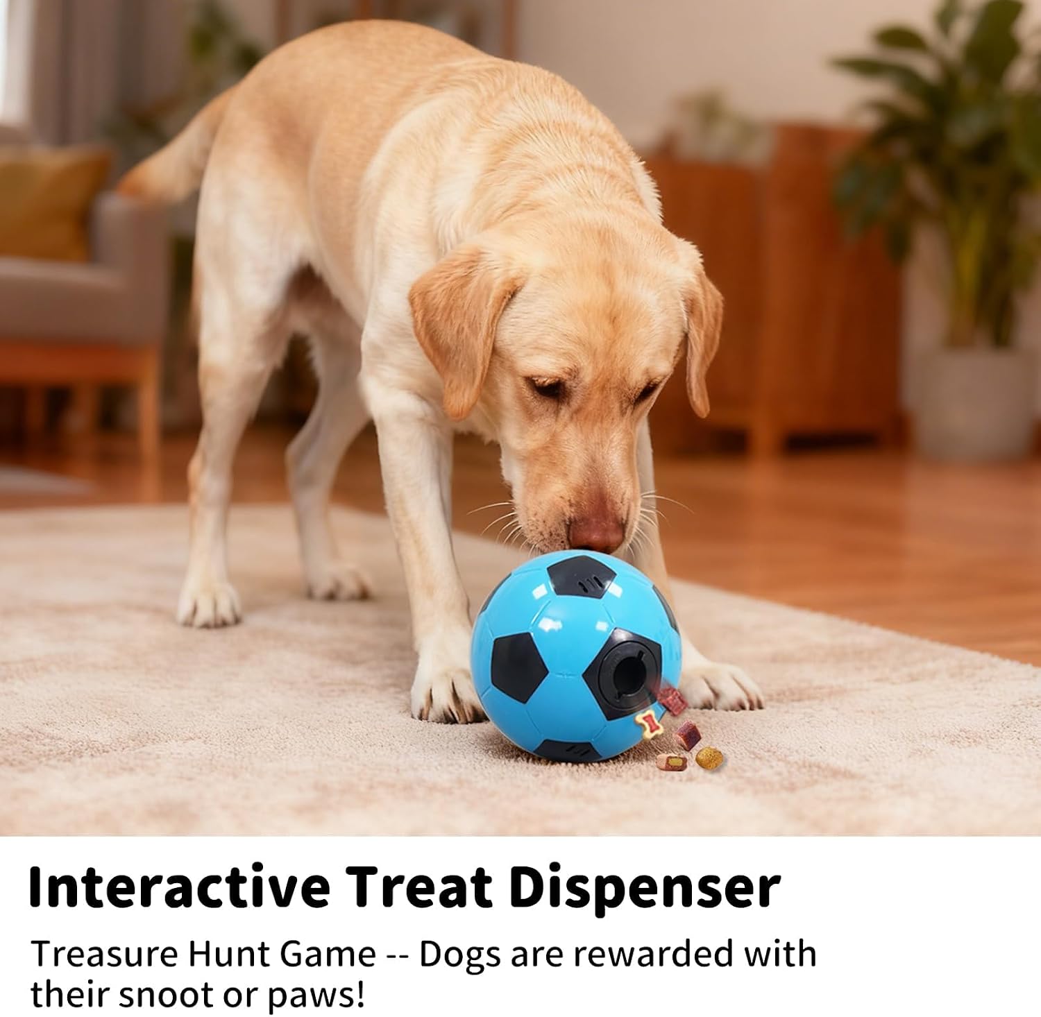 Blue Interactive Dog Treat Dispenser - Giggle Sound Puzzle Ball — view 3