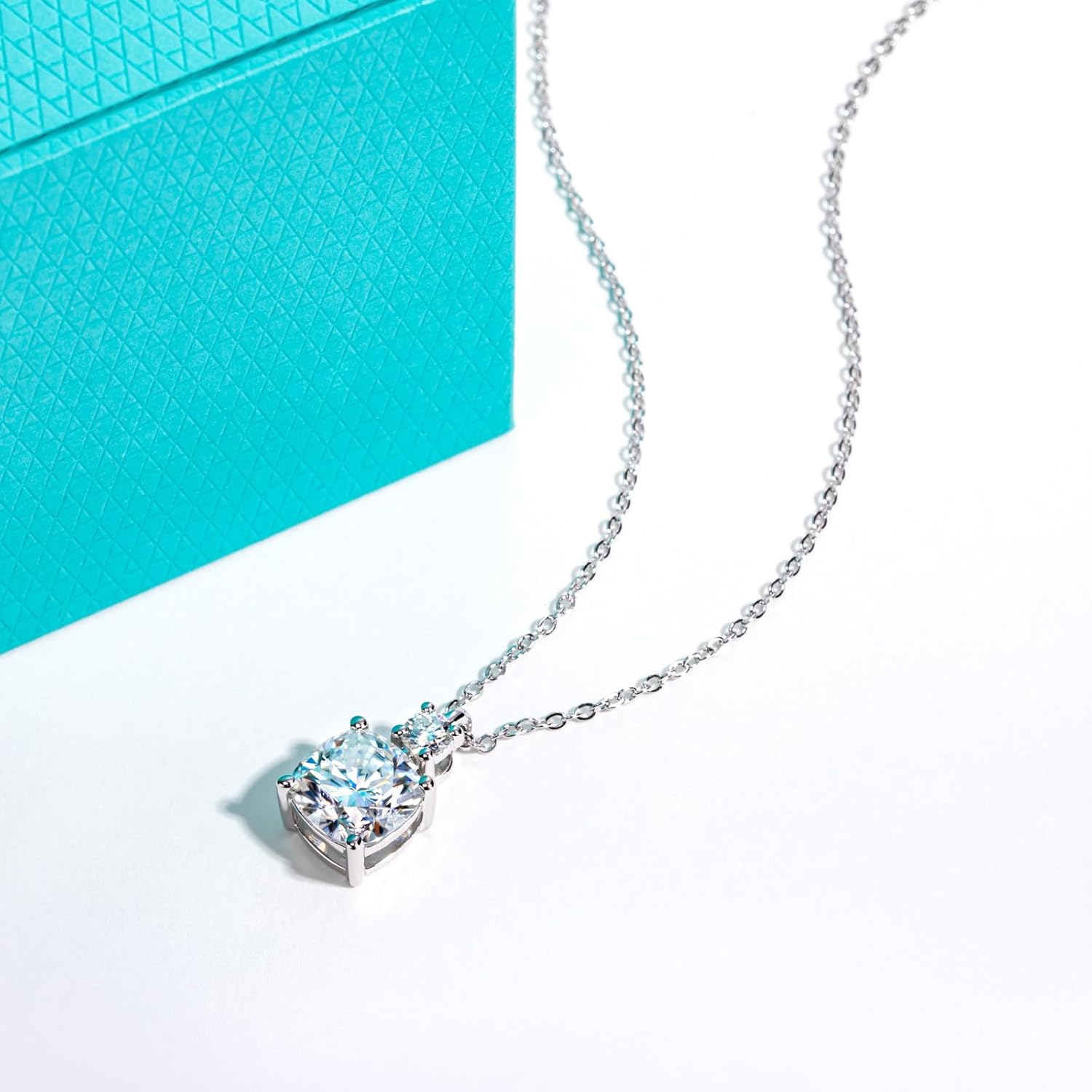 AnuClub Cushion Cut Moissanite Pendant Necklace D Color VVS1 925 Sterling Silver Refined Daily Necklace for Women with Certificate, 40+2+3cm Adjustable Chain - Image 3