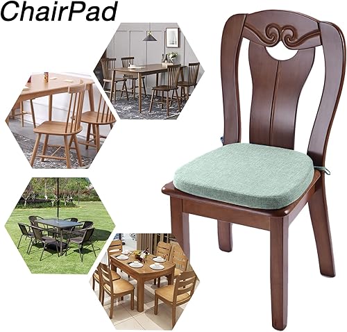 Miniatura 10 de KGPLOME Cojines para sillas de comedor con lazos, cojín de espuma viscoelástica antideslizante para asiento y silla de cocina con funda lavable a