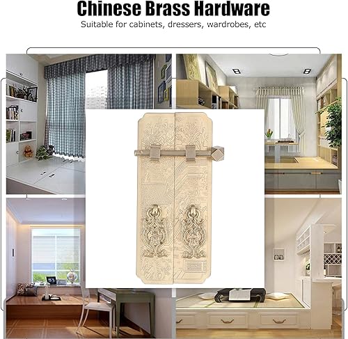Miniatura 4 de Placa frontal retro del gabinete chino latón paisaje patrón decorativo para armarios