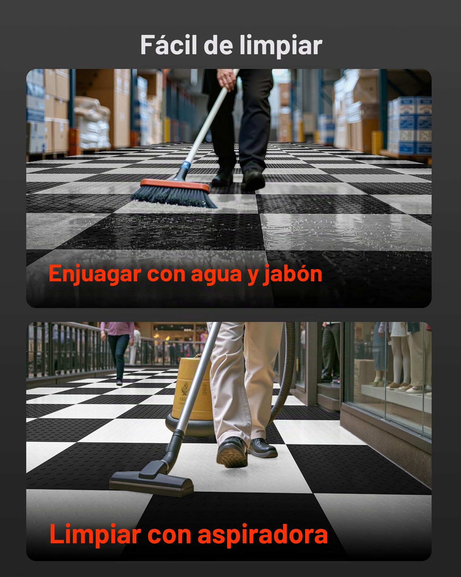 VEVOR Suelo de PVC Antideslizante para Garaje, Paquete de 16 Unidades de 513 x 513 x 5 mm, Instalación por Clic, con Patrón de Diamante para Taller, Almacén, Cuarto de Herramientas, Gris Grafito