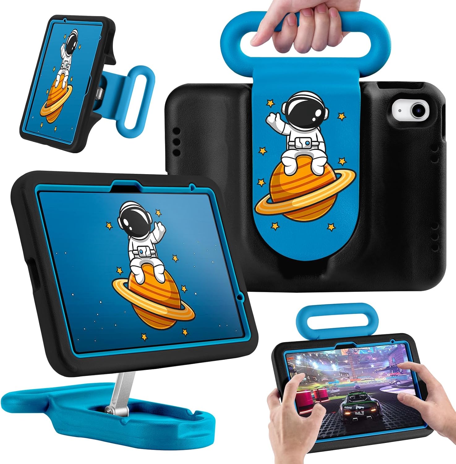 Kids Case for iPad (A16) 11th/10th Gen 2022/2025,Shockproof Handle Stand Case,Child-Friendly Drop-Proof case for iPad Air 11 Inch(2025) M3/M2,Adjustable Stand for Portrait & Landscape (Pink Bear)