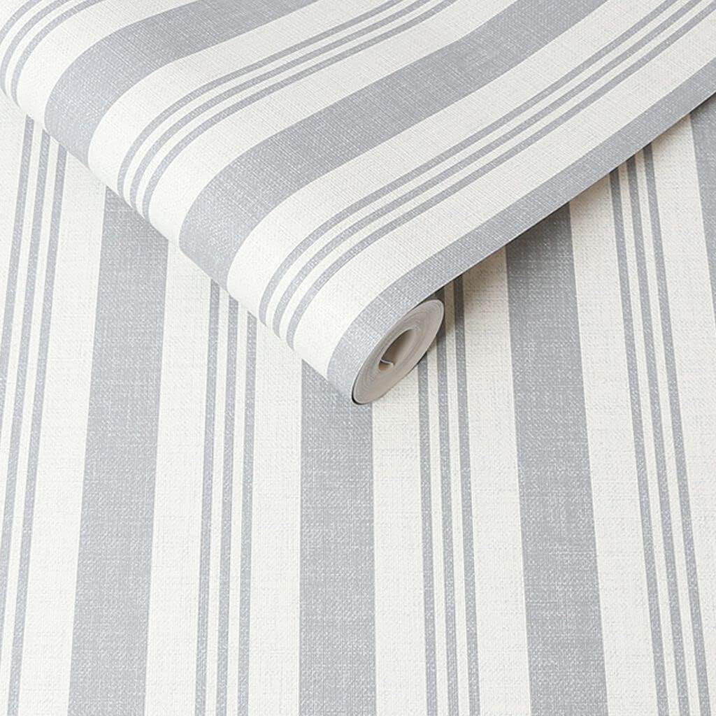 Superfresco Soft Ticking Stripe Slate Grey Wallpaper