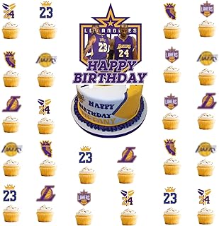 Basketball Cake Toppers Cupcake Toppers 25PCS Basketball Themed Birthday Decorations Happy Birthday Party Supplies Cake Decorations for Girls Kids