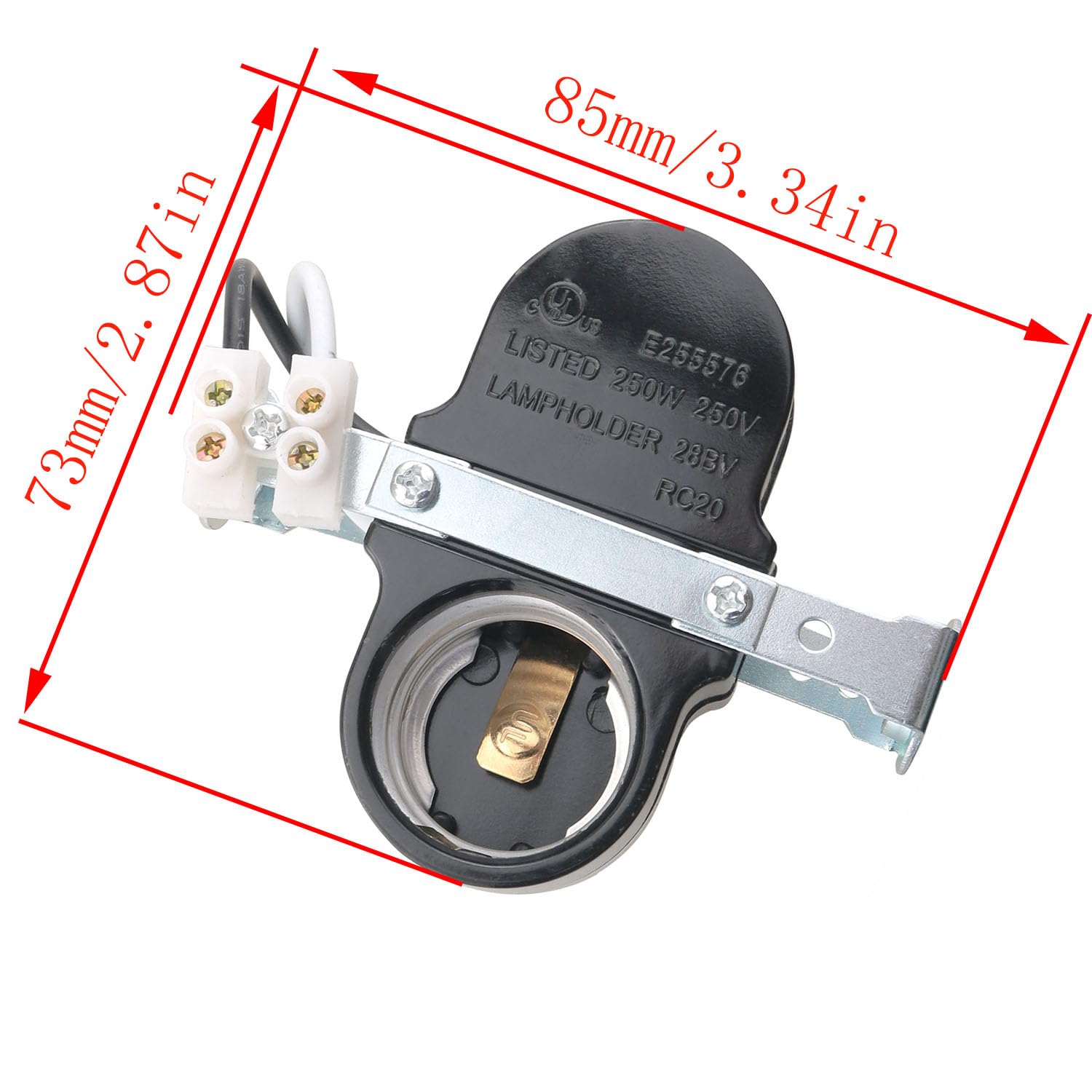 CHENJIN E26 Dual Lamp Socket with 1/8 Bracket Electric Wood Double