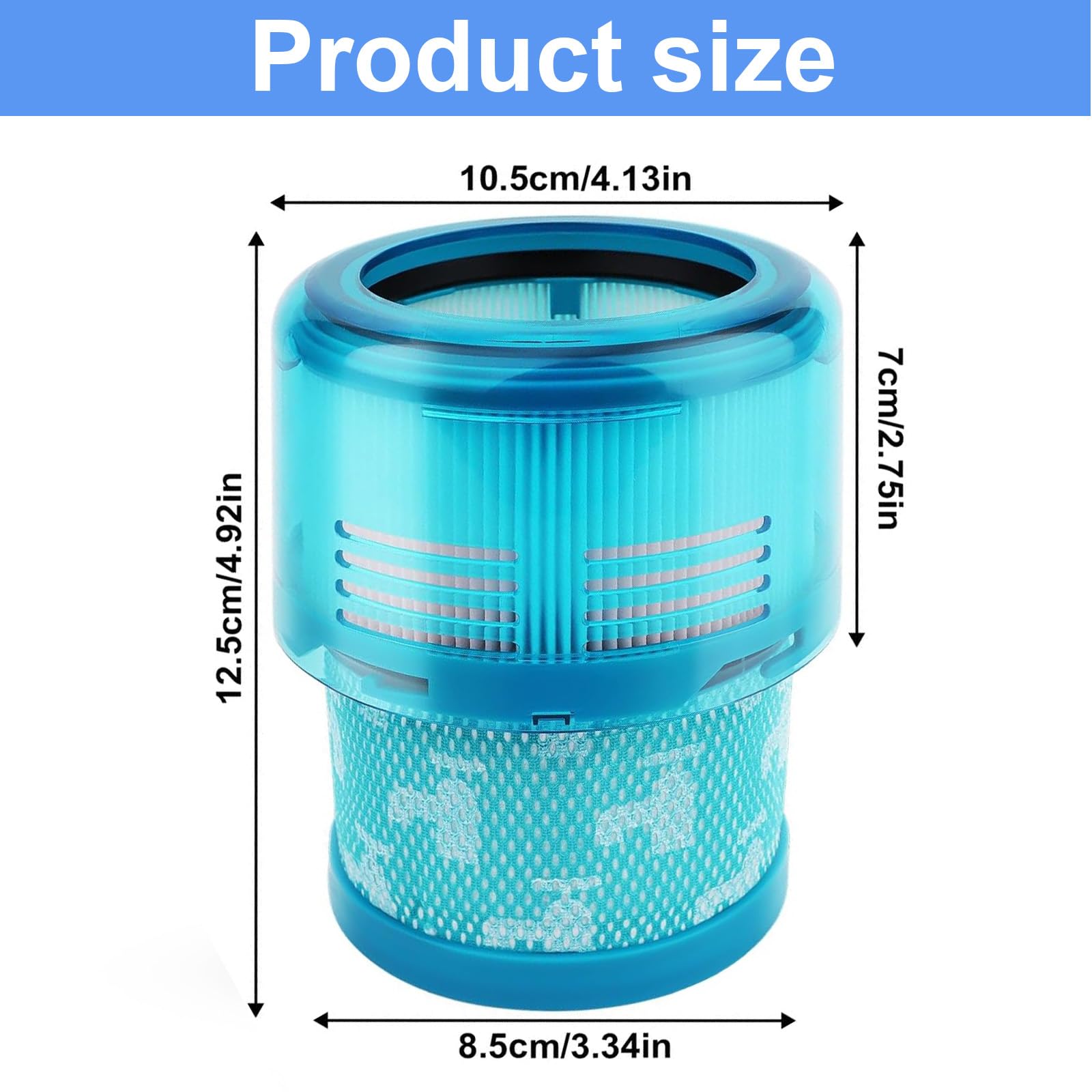 Lot de 2 filtres de rechange Gen5 compatibles avec Dyson Gen5detect Absolute, Gen5outsize Absolute, Gen5detect Fluffy Cordless Vacuum Cleaner, livré avec une brosse pour nettoyer la poussière