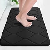 Memory Foam Bathroom Rugs, Ultra Soft & Non-Slip Bath Mat, Water Absorbent and Machine Washable Bath Carpet Rug for Shower Bathroom Floor Rugs, 24''x16'', Black