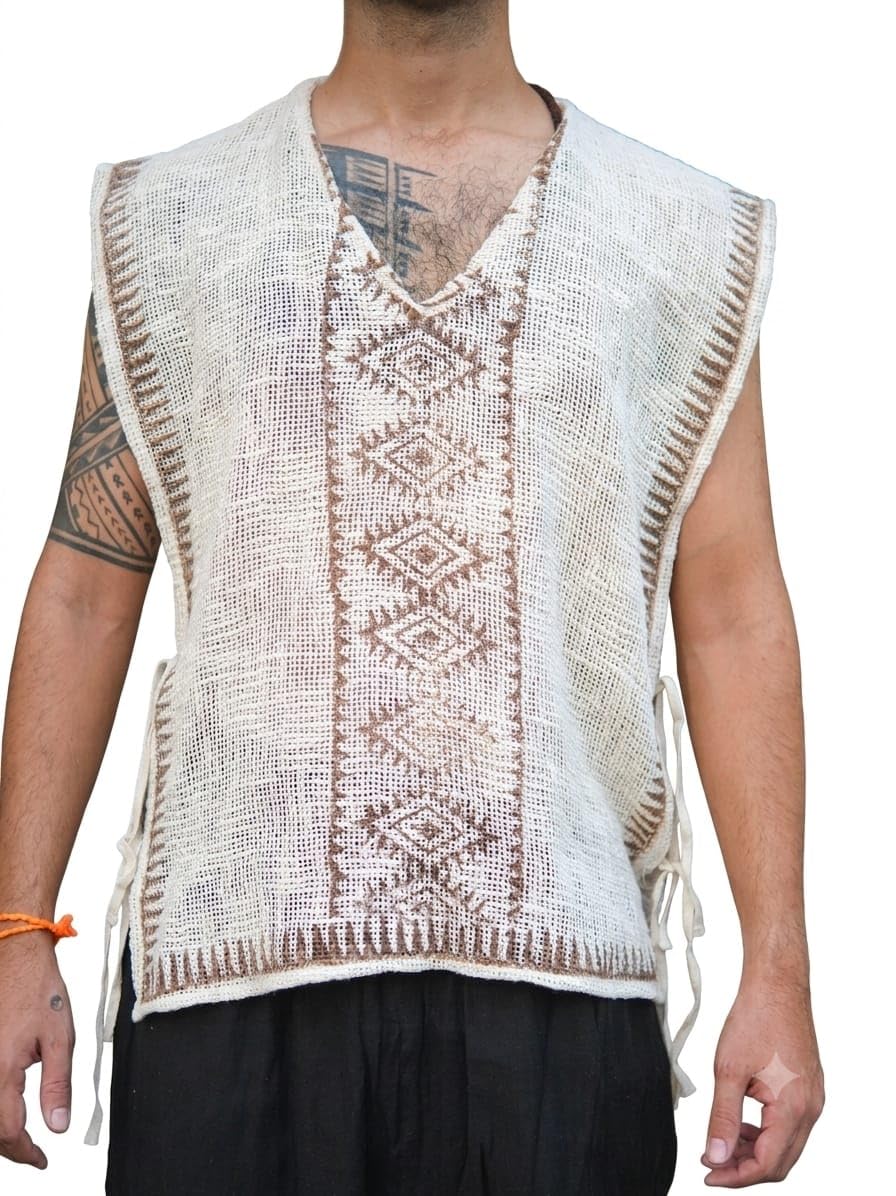 crystalheal; designing the destiny Ziri Handwoven Cotton Vest for Men & Women | Tribal Boho Sleeveless Open Front Layering Vest | Adjustable Side Tie | Lightweight Artisan Festival Hippie Clothing-picture-41