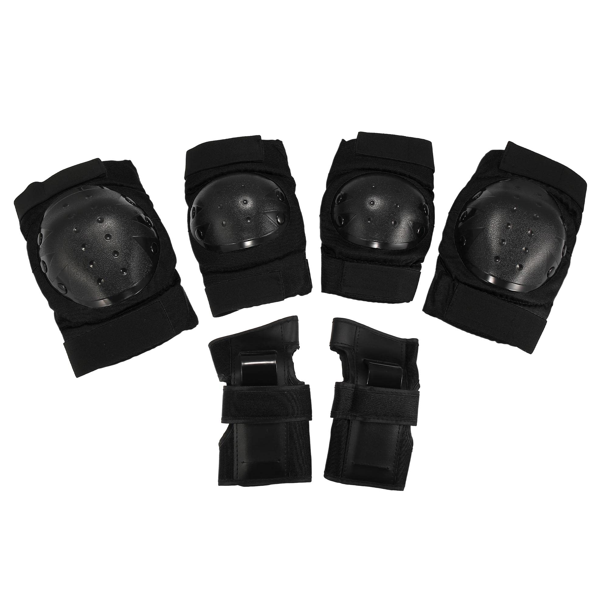 Photo 1 of Motoforti 6pcs Motorcycle Knee Elbow Pads Wrist Guards Protective Gear with Adjustable Strap for Adult Large Size Black