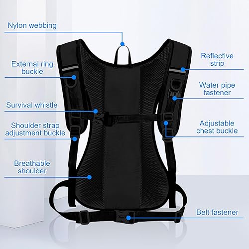 Miniatura 4 de Mochila de hidratación, mochila de ciclismo al aire libre, mochila de hidratación ligera con vejiga de hidratación de 70 onzas, mochila de agua para