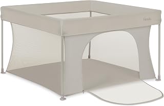 Lionelo Paco Laufstall Baby Faltbar 111 x 111 cm, Kompakter Laufgitter | für Zuhause und Reise, ab Geburt bis 4 Jahre, 4,1 kg, Mit Tragetasche, Netzseiten, Seiteneinstieg, bis 15 kg