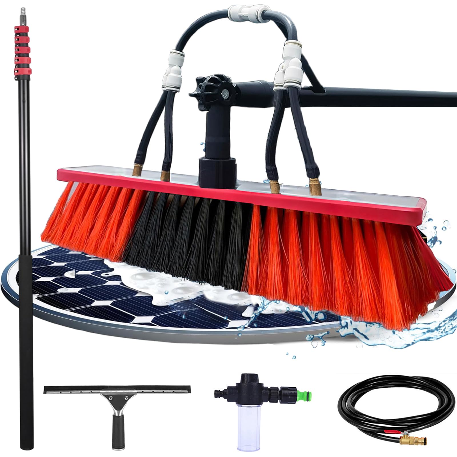 GYEQXKT Telescopic Window Cleaning Brush (12m) | Aluminum Water-fed Pole for Solar Panel & Roof Cleaning | Extendable Reach for Effortless Cleaning