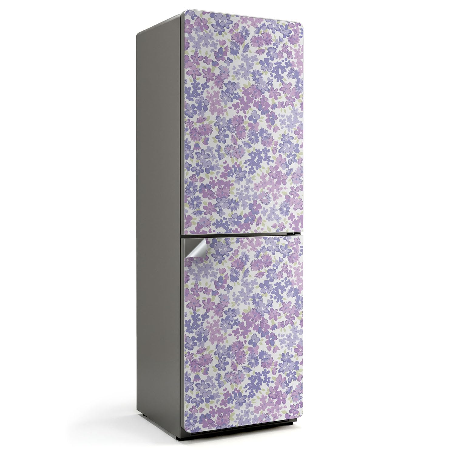 Sticker réfrigérateur 60x190 cm autocollant floral pastel pour relooker une cuisine