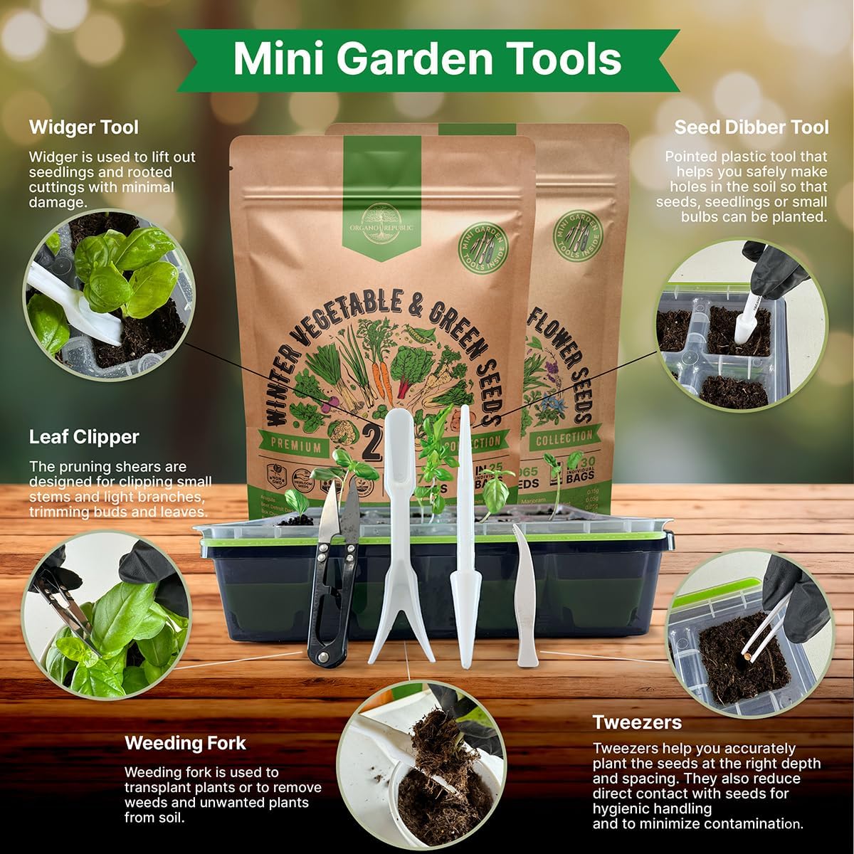 Organo Republic 25 Winter Vegetable & Greens & 30 Culinary Herbs & Edible Flower Seeds Variety Pack Bundle, 43,200+ Non-GMO Heirloom Garden Seeds for Planting Vegetables & Herbs for Indoor & Outdoor