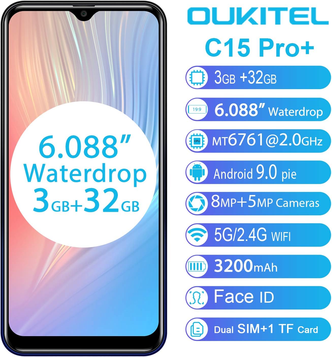 当店人気の限定モデルが再々々入荷 美品 送料無料 Oukitel C15 Pro ブラックブルー 本体 白ロム Simロック解除済み Simフリー 369050 注目ブランド Centrodeladultomayor Com Uy