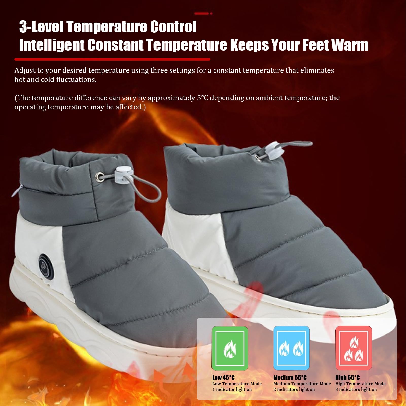 Botas térmicas recargables para hombres y mujeres, botas cálidas de invierno, para parejas, calentadores de pies, zapatos USB, batería de 4000 mAh con 3 niveles de calefacción, zapatos de calefacción