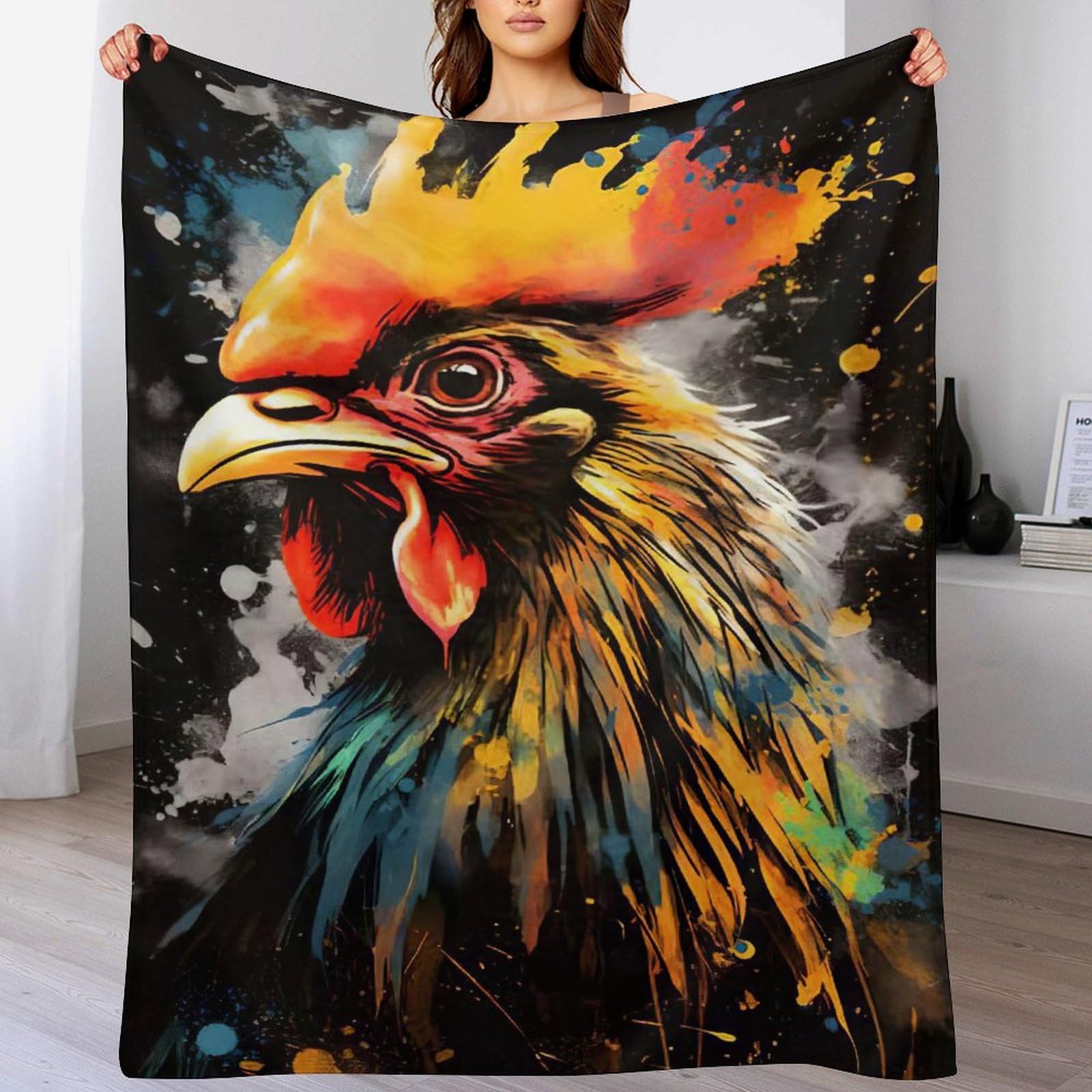 Couverture polaire en flanelle coq 130x150cm pour lit et canapé