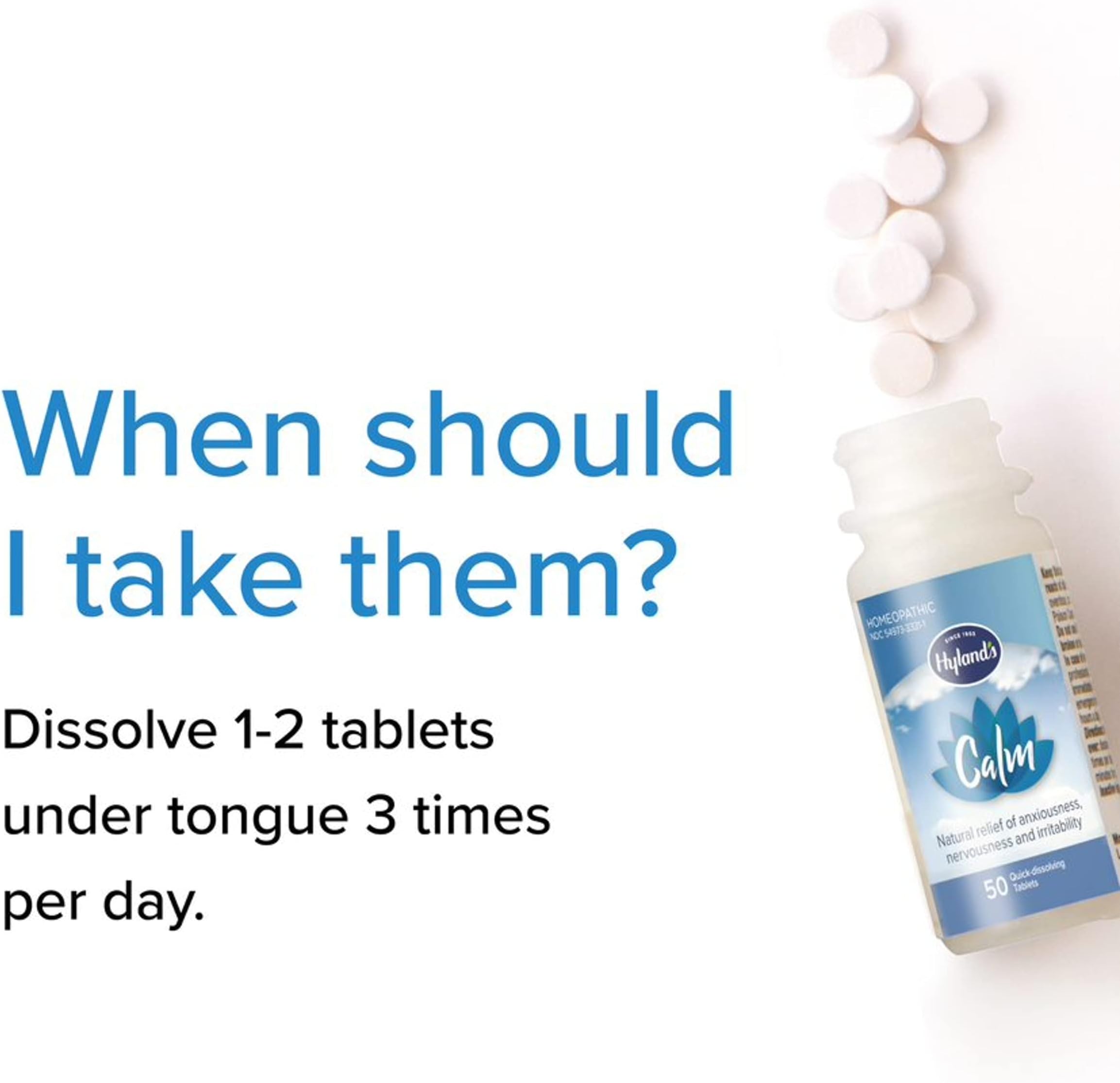 Hyland’s Naturals Calm Tablets, Stress Relief Supplement, Natural Relief Of Anxiousness, Nervousness, And Irritability, 50 Count