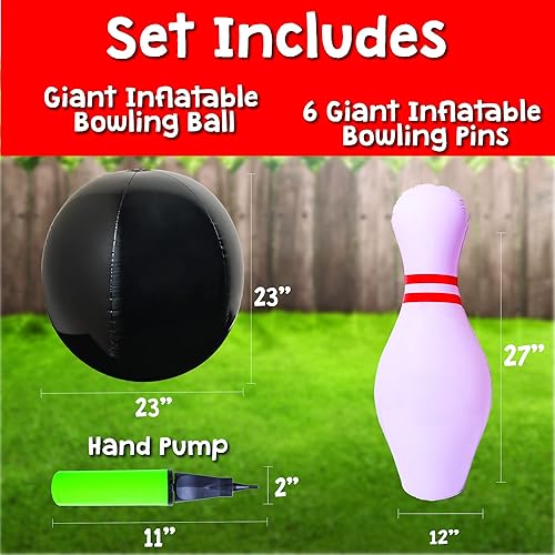 Miniatura 2 de Island Genius Juego de bolos inflable gigante para niños, bola de boliche gigante y alfileres para interiores o exteriores, patio, fiesta de