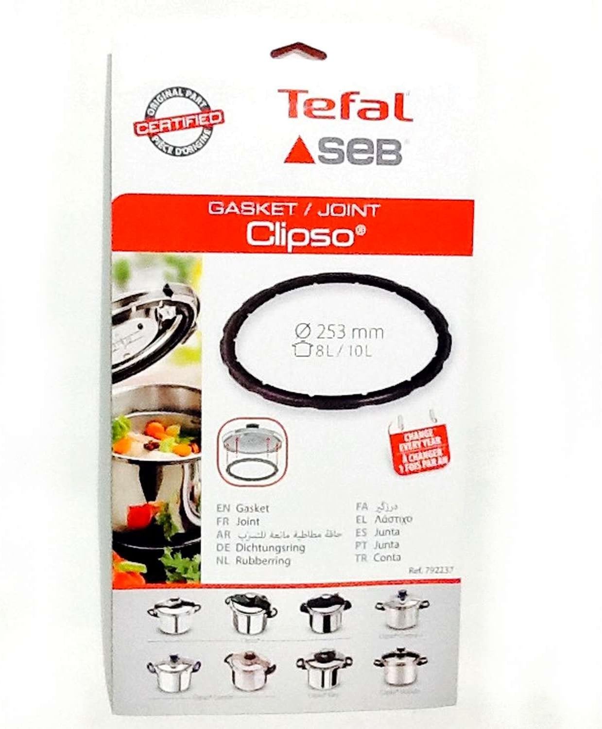 792237 8/10L stainless steel seal ร 253 mm Designed for Clipso Easy 8L, Clipso Modulo 8/10L and Clipso Control 8/10L