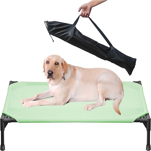Miniatura 8 de Cama elevada de malla suave para mascotas para perros grandes y medianos, cuna de descanso al aire libre con cama portátil resistente al agua,