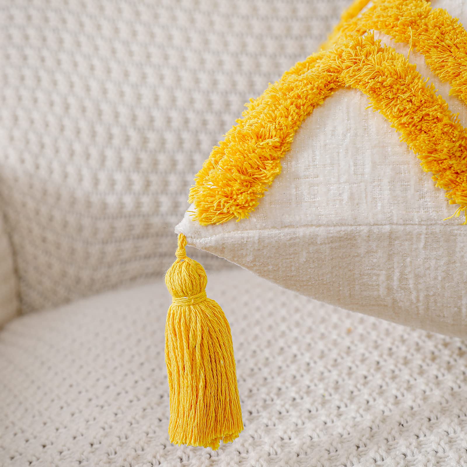 PANOD Federe Cuscino Decorativo In Peluche: Set Da 2 Con Nappe E Motivo Diamante, 45x45cm – Morbido E Boho Per Divano E Camera Da Letto - 3