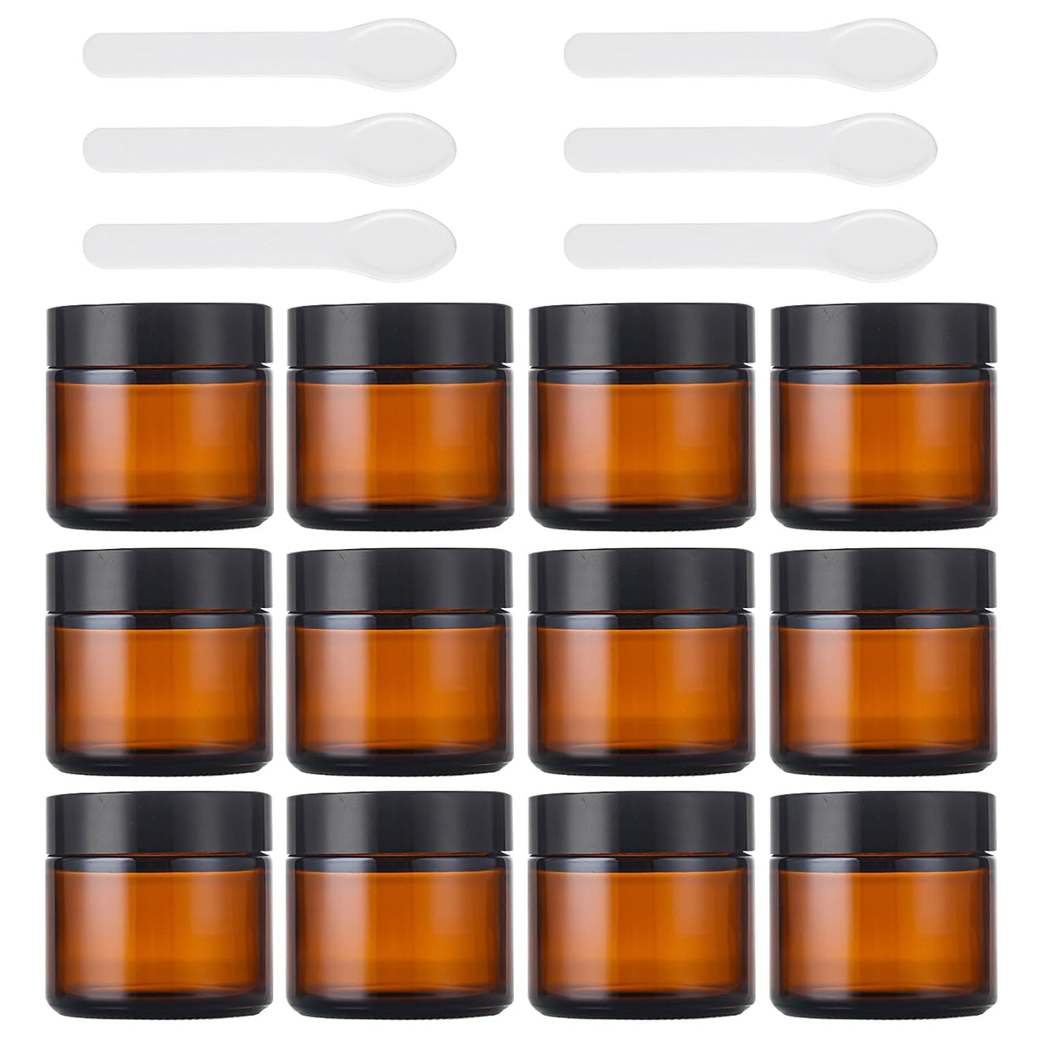 Lil Ray 2 Oz Amber Glass Cream Jars - Refillable Cosmetic Containers