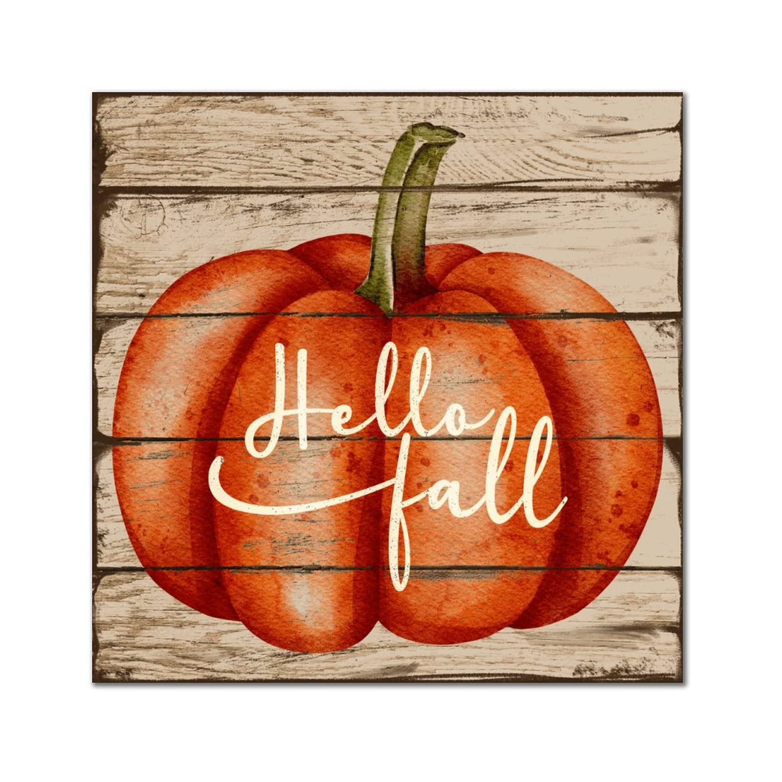 Panneau en bois Hello Fall de qualité supérieure : plaque décorative citrouille vintage 35cm