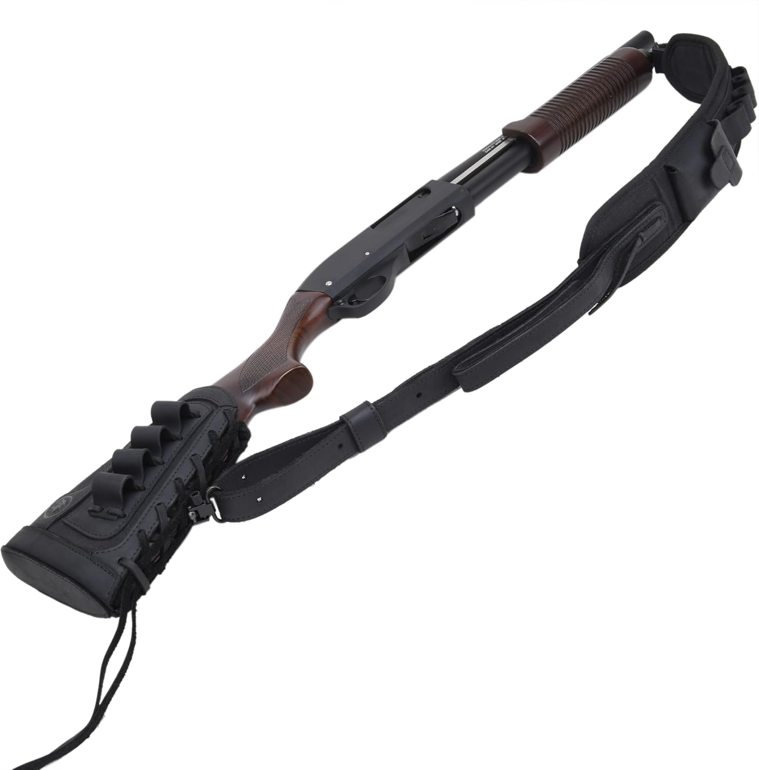 Leather Canvas Shotgun Shell Holder and 8 Round Gun Cartridge Holder Sling for 12 Gauge
