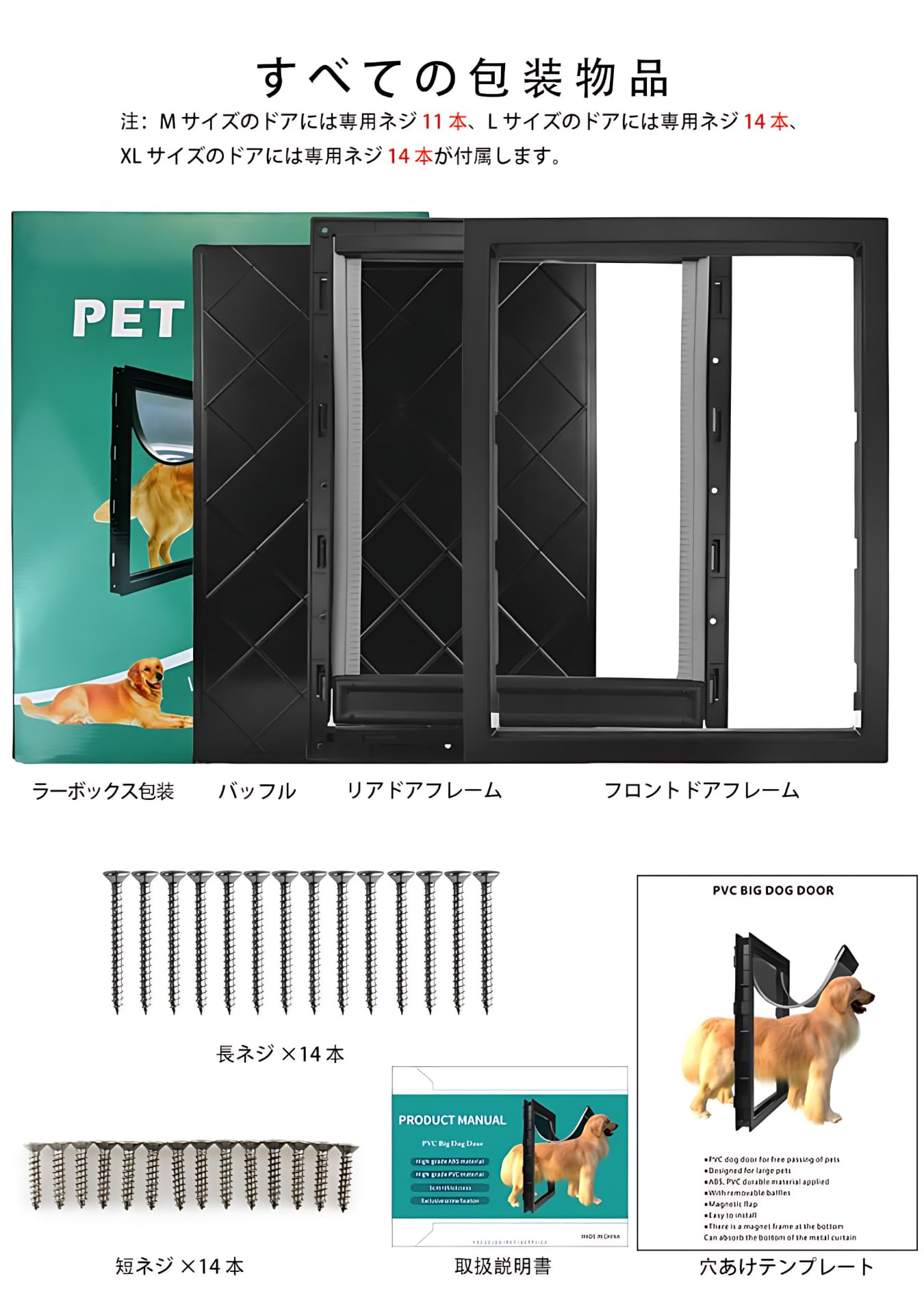 Amazon.co.jp: KLKYJ ペットドア 猫用ドア兼用 大型犬用 PVC ペット