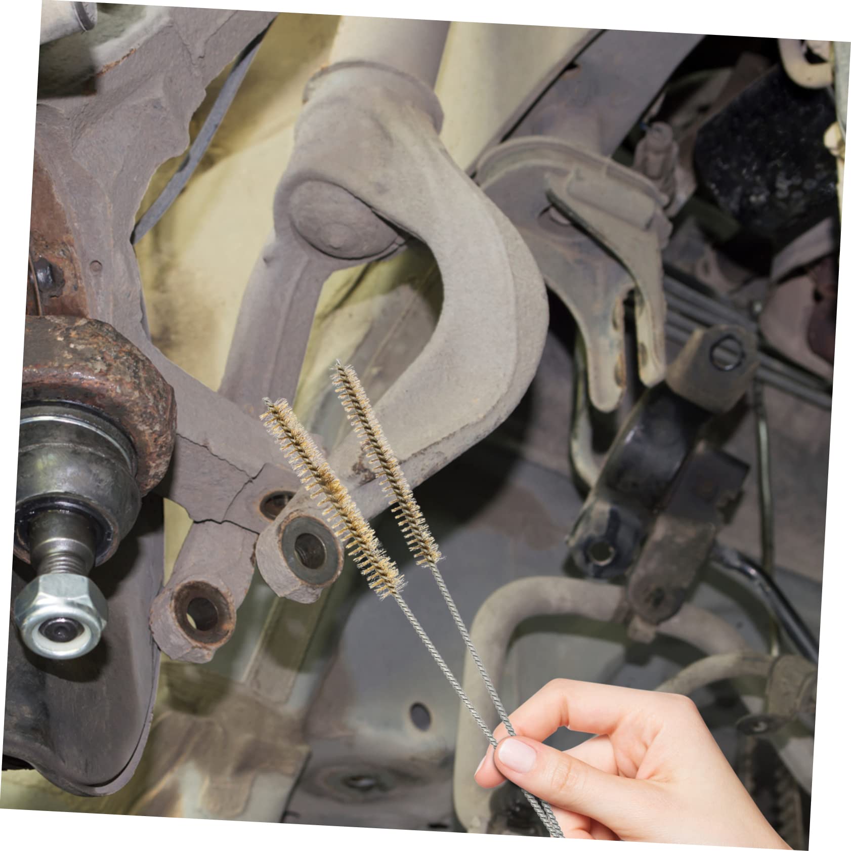 HOMOCONO 20 Pcs Multi-Purpose Wire Brush Set Round Steel Bristle Brush for Tube Cleaning