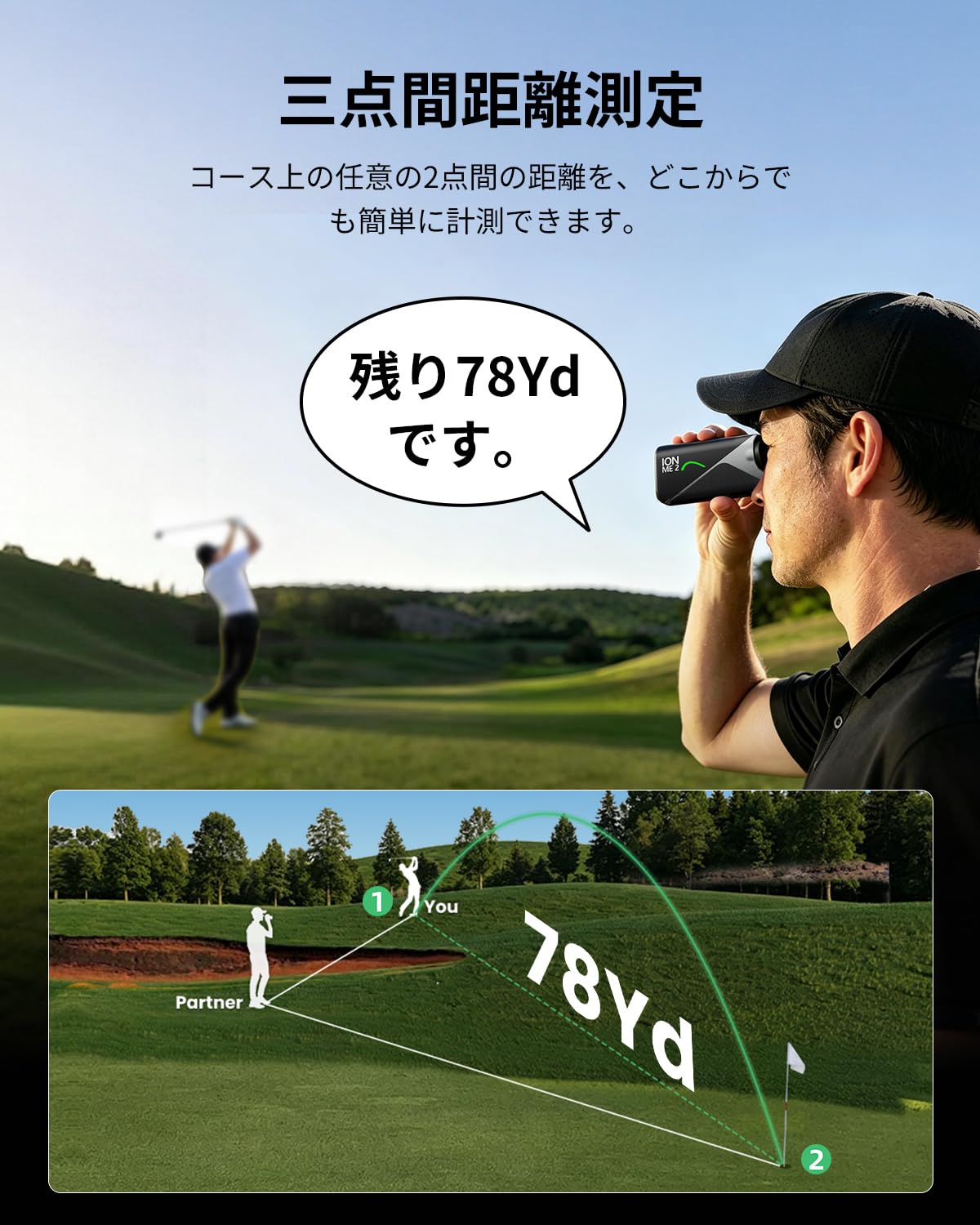 Amazon.co.jp: MILESEEY ゴルフ レーザー距離計 IONME2 超小型 mini