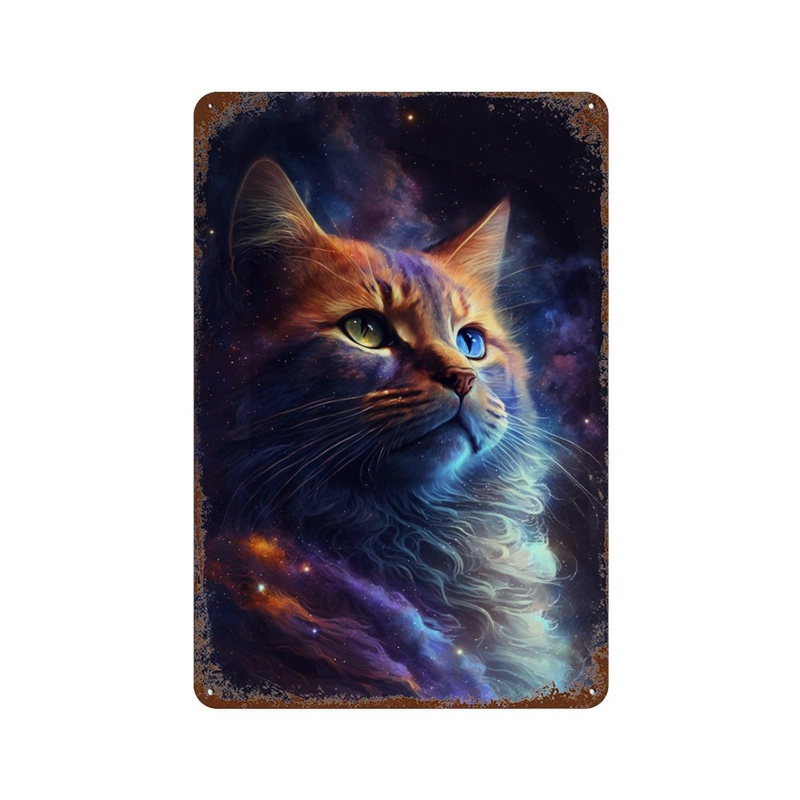 Cosmic Cat Portrait-64 Retro Metal Sign 11.8"x7.9", Ideal for Cafe, Home Bar And Lounge Decor
