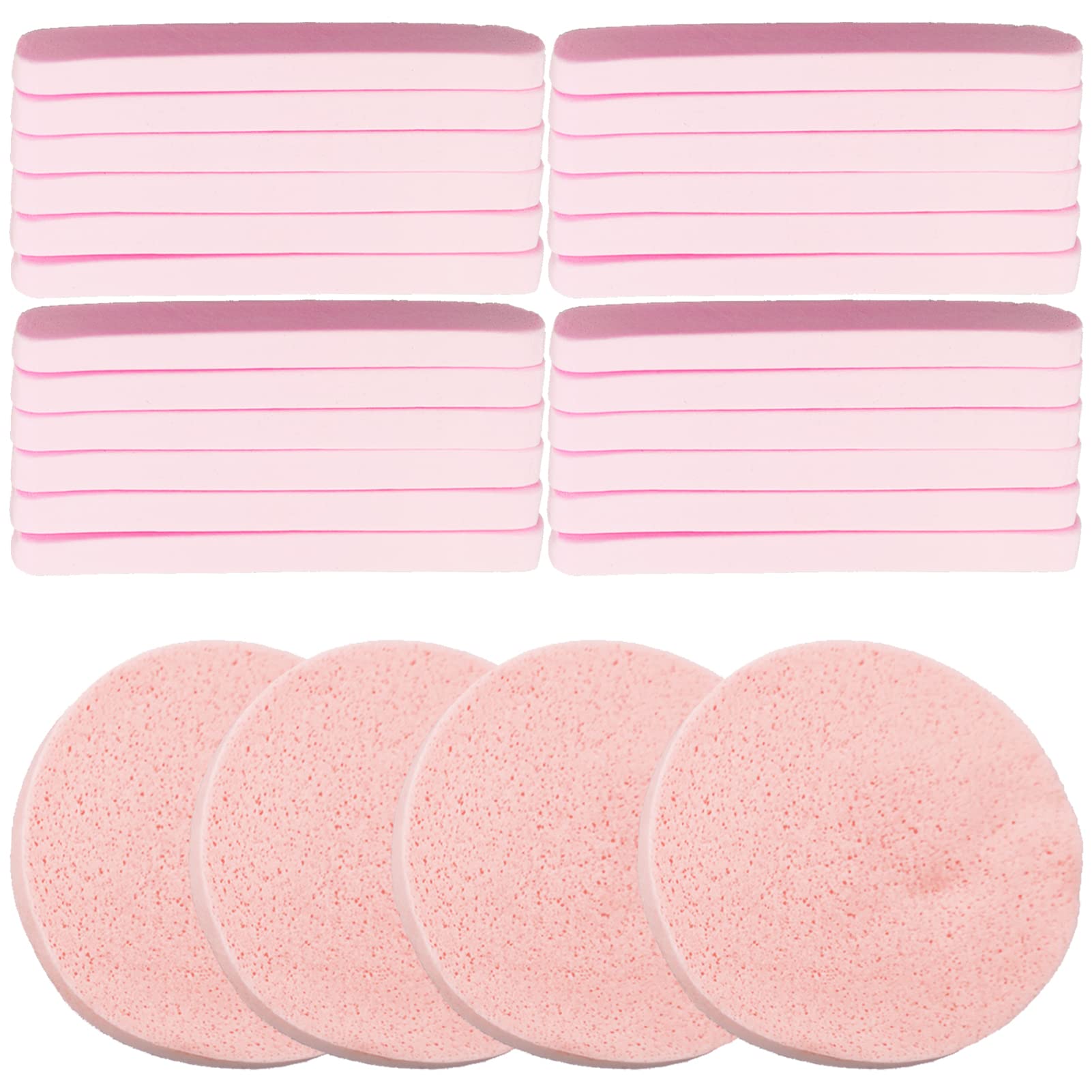 Komprimierte Gesichtsschwämme 20 Stück – Waschbare Make-up Pads, Peeling & Reinigung, Rosa, 60 Mm