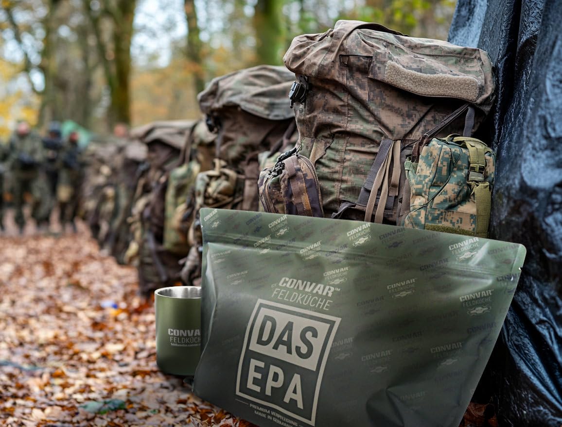 EPA JÄGER – Ración militar completa 24h | CONVAR™ Feldküche | +3000 kcal | Calefacción Sin Llama | Larga Conservación