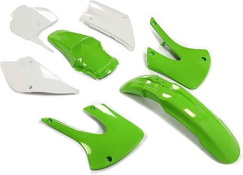 Miniatura 8 de KUAFU Kit de plástico Carenado Carrocería compatible con Kawasaki KX85 2001-2013, Kawasaki KX100 2001-2013 (verde+blanco)