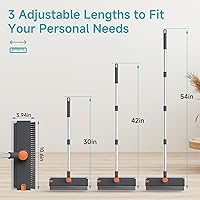 Vista 3 de Floor Scrub Brush with Long Handle Length Adjustable, 3 in 1 Heavy-Duty Stiff 90° Bristle Floor Scrubber Broom with Squeegee, Cleaning Brush for