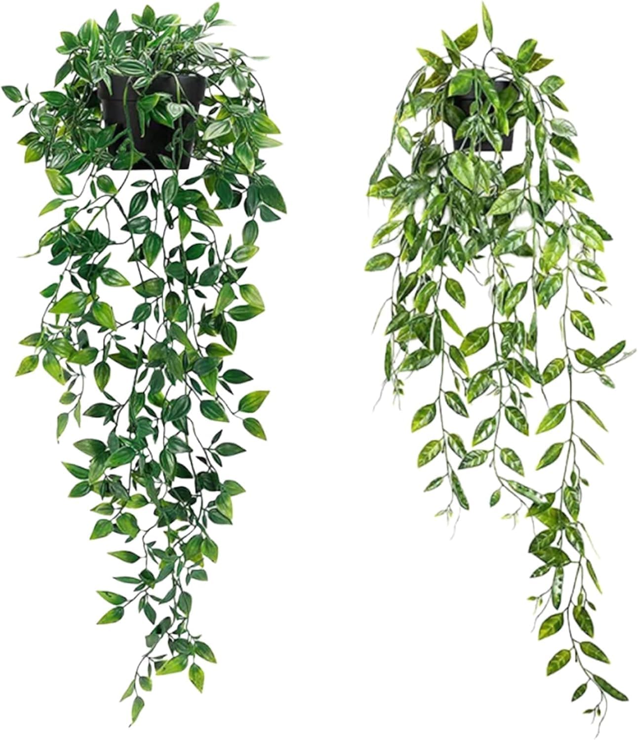 KYEDGC Hanging Plant Wall Decor, Artificial Hanging Plants for Indoor Spaces, Lifelike Fake Plants Featuring Datura and Pea Varieties, Two-Piece Set for Home and Office Decoration