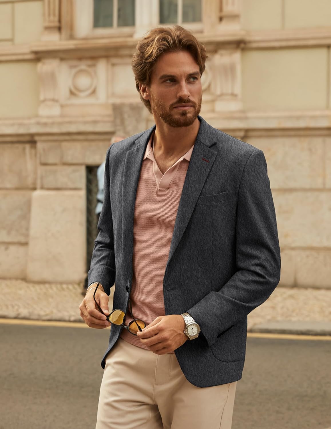 PJ PAUL JONES Mens Blazer Casual Sport Coats Lightweight One Button Suit Jacket for Summer - Image 5