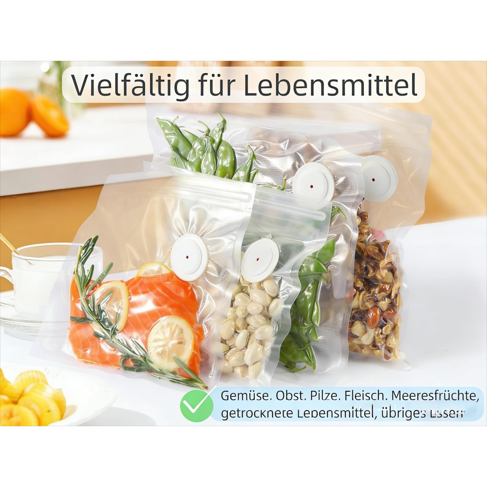 Solite Hand-Vakuumiergerät - Kabellos mit starker Saugleistung & langer Akkulaufzeit - Inklusive Ersatzbeutel - Für frische Lebensmittel & Vakuumieren zu Hause (Weiß)