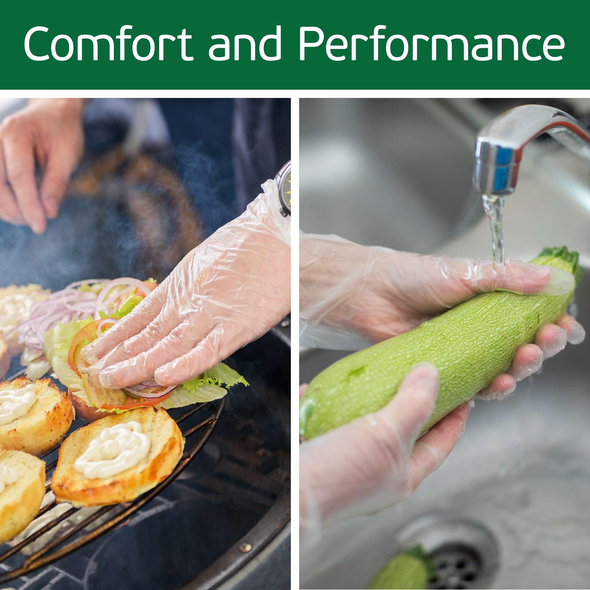 Guantes desechables de vinilo para cocinar y preparar alimentos, 100 guantes desechables transparentes medianos sin látex, guantes seguros para alimentos para barbacoa, cocina,