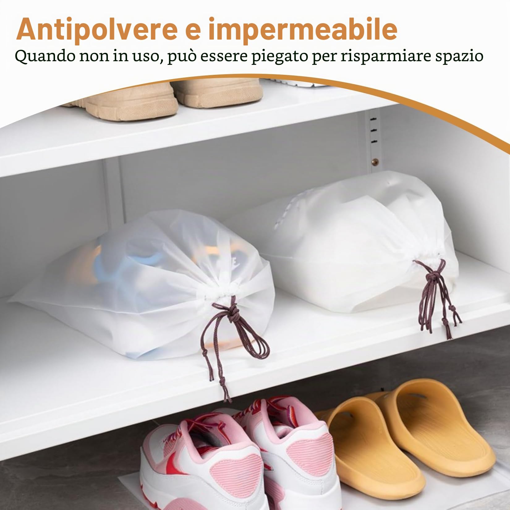 8 Pz Sacca Porta Scarpe da Viaggio, Sacchetti Porta Scarpe Impermeabili per Viaggio, Sacchetti per Scarpes, Sacca Scarpes con cordino per viaggio, vestiti, riporre (35x45 cm)