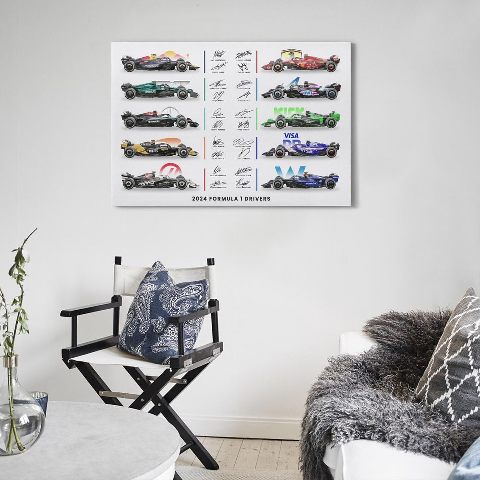 CHIMOSHEJI Autogramm-Poster, Motiv: F1 2024, Fahrer, Wandkunst, dekoratives Gemälde, Schlafzimmer, Gemälde, Poster, 30 x 45 cm, Rahmenstil