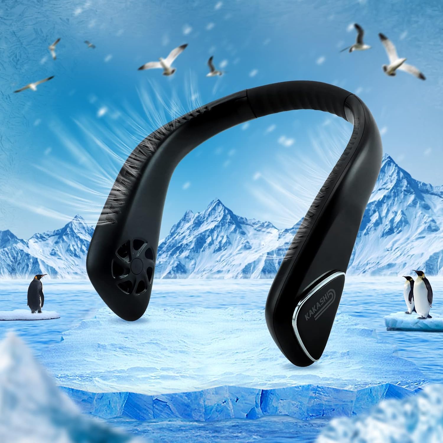 Kakashi 6000mAh Portable Neck Fan Rechargeable, Bladeless Operated Wearable Personal Fan with 3 Speeds, 360°Cooling Leafless Hanging Neck Fan Blow Cold Air for Travel Outdoor