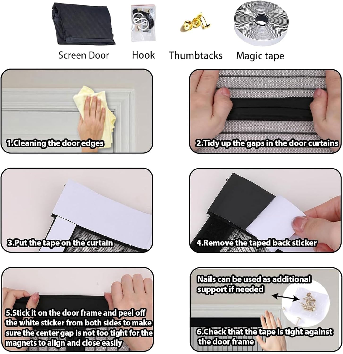 玄関 網戸 マグネットドア用 122 x 165 cm マグネット開閉式換気対策防虫虫除け換気よけカーテン窓用両面ジクテープ付き簡単