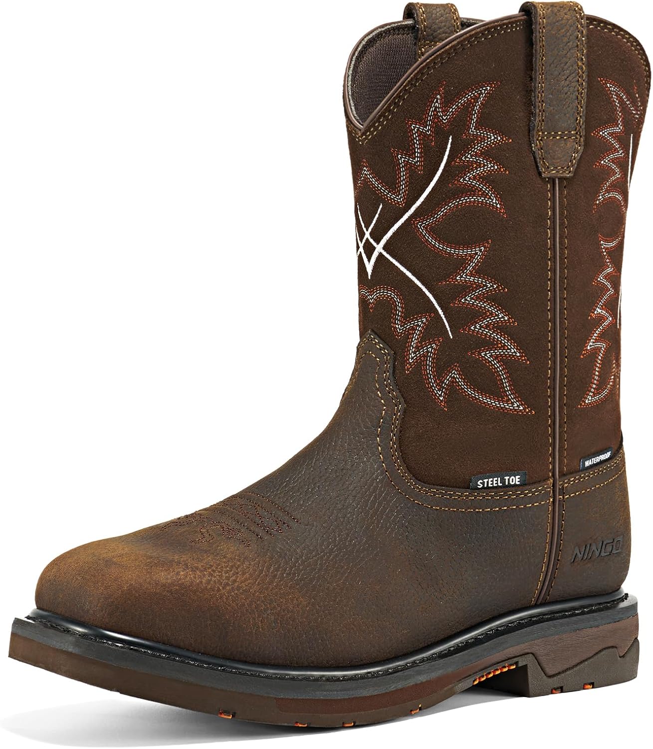 Cowboy Boots HISEA Men Square Steel Toe Western Safety Work Boots