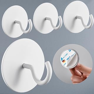 DEKAZIA® 4er-Set Deckenhaken selbstklebend Weiß, Klebehaken Garderobenhaken