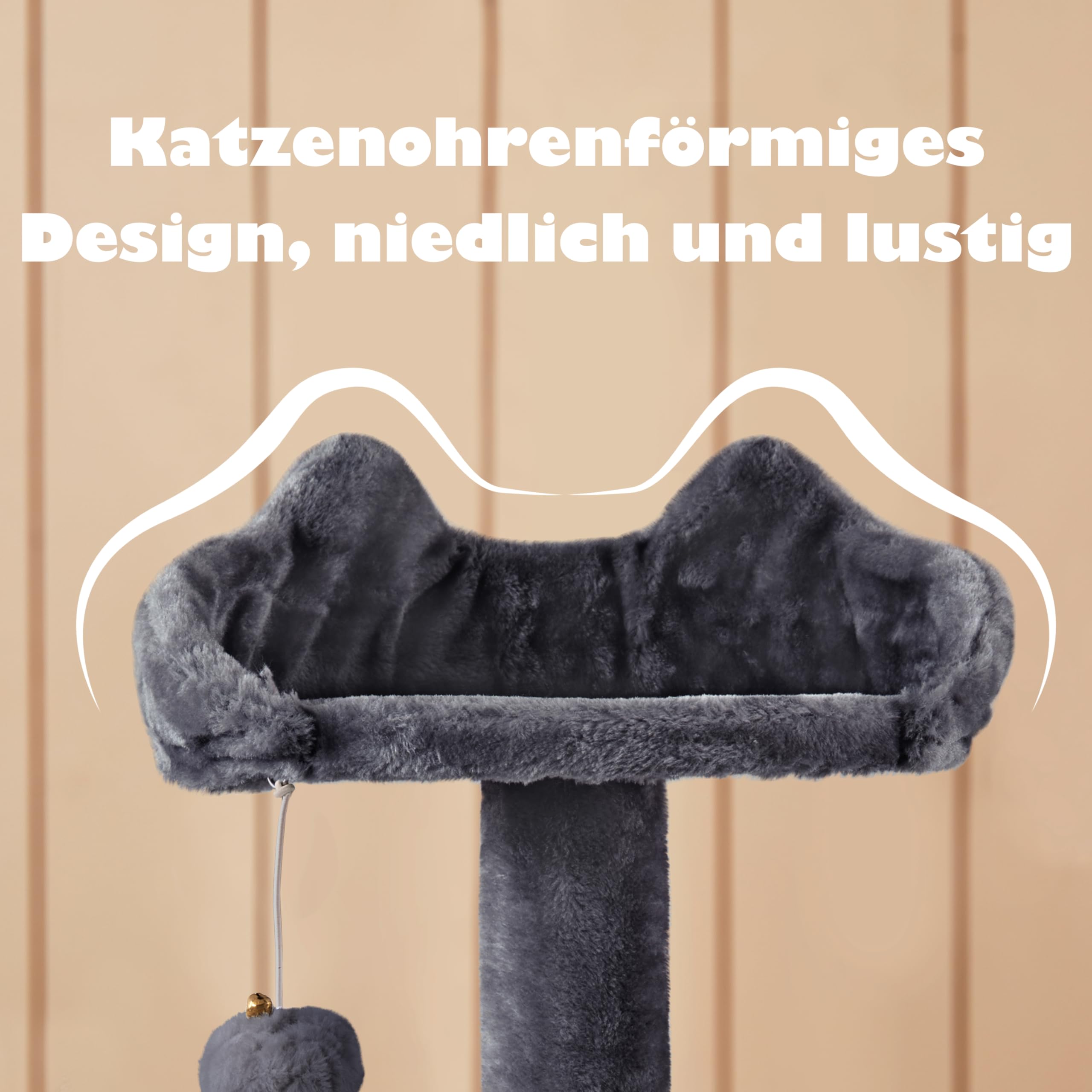 Yaheetech 139 cm Kratzbaum für Kleine und Mittelgroße Katzen, Mehrstufiger Katzenturm mit 2 Höhlen, 3 Plattformen, Sisalsäulen und Stufendesign, Stabil für Mehrkatzenhaushalte, Dunkelgrau