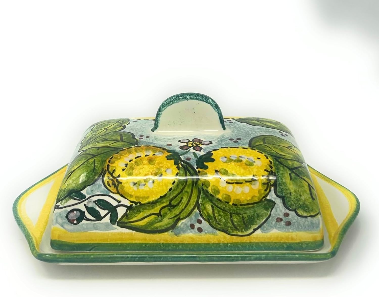 CERAMICHE D'ARTE PARRINI- Italian Ceramic Butter Dish Hand Painted Made in ITALY Tuscan Art Pottery
