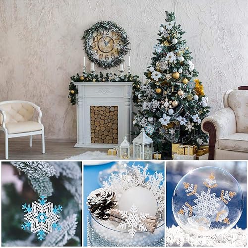Miniatura 6 de Kit de cuentas fusibles de copos de nieve, adorno de copo de nieve hecho para ti mismo, gran recuerdo de fiesta de Navidad